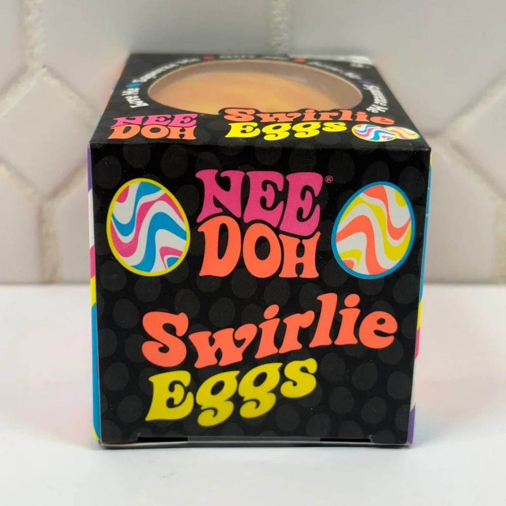 Schylling NeeDoh Swirlie Eggs Unisex OS Orange Yellow Swirl Sensory Fidget Toy